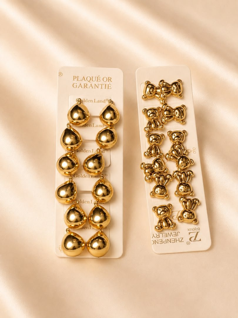 Golden Charm Statement Earrings