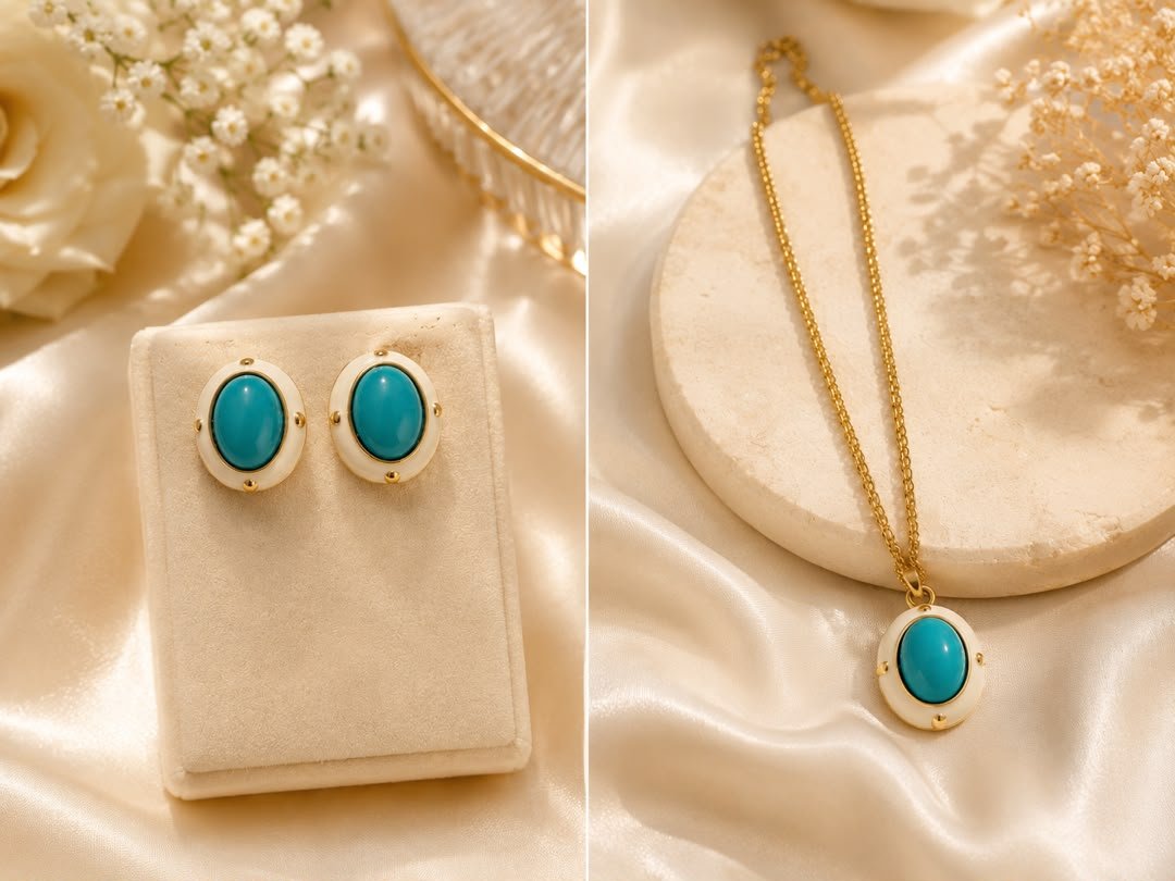 Turquoise Halo Jewelry Set